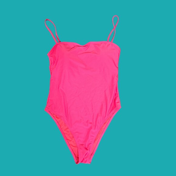 💕 Relleciga Hot Pink Spaghetti Strap One-Piece Swimsuit (Size L) - Picture 2 of 5
